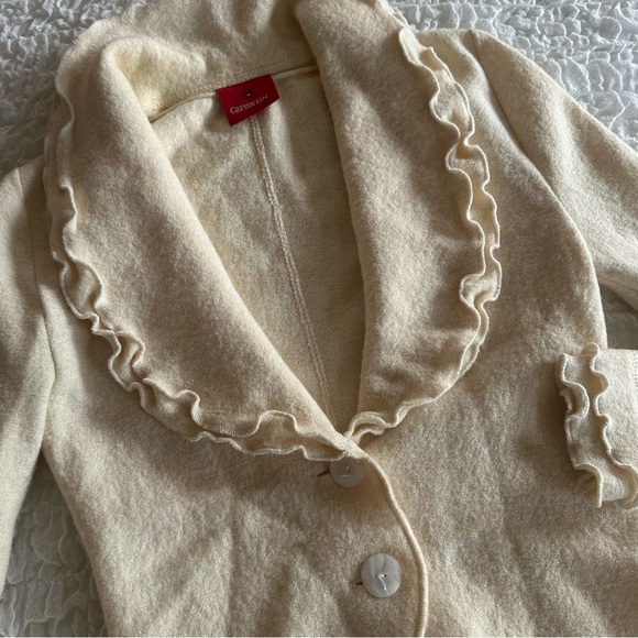 Geisswein Cream Ruffle Wool Blend Sweater Medium - Picture 2 of 12